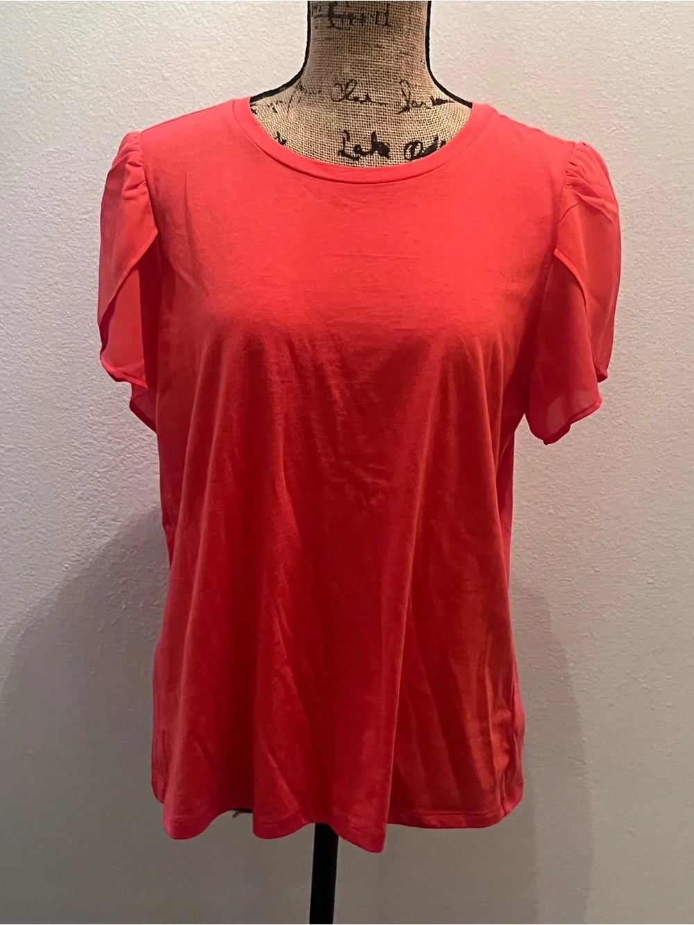 Michael Kors Coral Short Sleeve Puff-Sleeve Tee